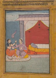 Bairadi Ragini: Folio fra en ragamala-serie Garland of Musical Modes, ca. 1605-6.