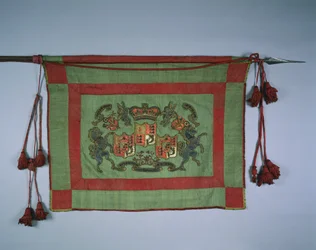 Banner med kongelig våpenskjold fra Storbritannia, 1700-tallet.