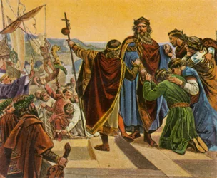 Barbarossa tar farvel når han drar på korstoget, 1189, 1936.