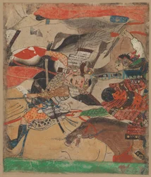 Battle at Rokuhara, fra The Tale of the Heiji Rebellion Heiji monogatari..., 1300-tallet.