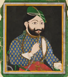 Skjeggete mann iført en grønn turban, 1800-tallet