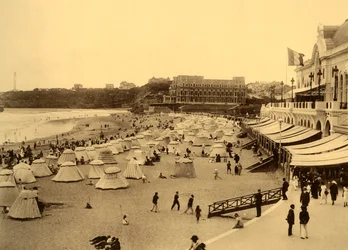 Biarritz - The Beach and the Municipal Casino, c1930.