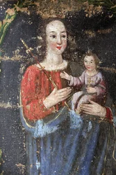 Bionnassay barokk kapell. Jomfru Maria og Jesus. Frankrike