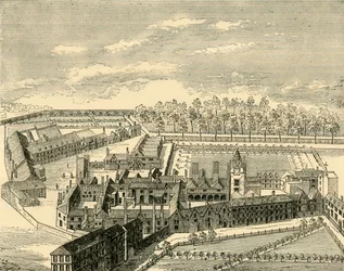 Fugleperspektiv av det gamle charterhuset, c1872.