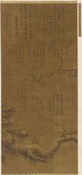 Fugler og plommeblomster i snøen, Ming-dynastiet, 1368-1644.