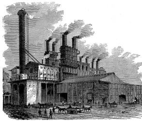 Masovner ved Phoenix Iron and Bridge Works, Phoenixville, Pennsylvania, USA, 1873