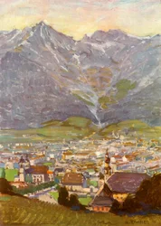 Blick vom Berg Isel auf Innsbruck, Utsikt fra Bergisel av Innsbruck, c1929.