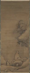 Bodhidharma mediterer mot en klippe, sent på 1200-tallet.