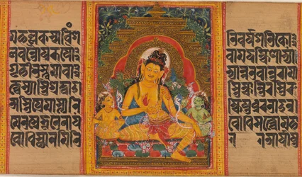 Bodhisattva Maitreya, Blad fra... Perfection of Wisdom Manuscript, tidlig på 1100-tallet.