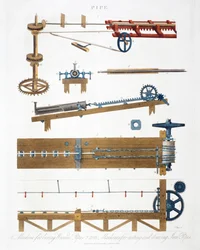 Bore trerør, og støpe og trekke jernrør, c1825