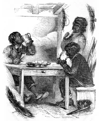 Skorsteinsfeiere spiser kveldsmåltid, 1861