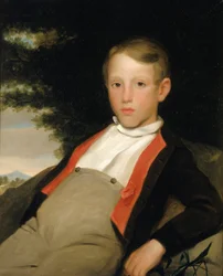 Gutt i et landskap, ca. 1840.