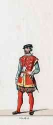 Brandon, kostymedesign for Shakespeares skuespill, Henry VIII, 1800-tallet