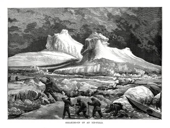 Oppbryting av et isfelt, 1877