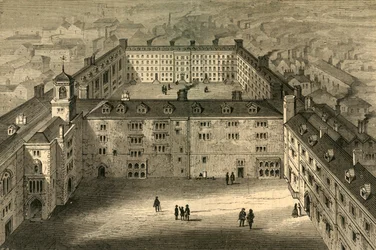Bridewell as Rebuilt after the Fire, fra et gammelt trykk, 1897.