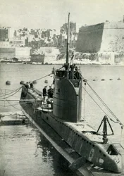 Britisk ubåt på Malta, andre verdenskrig, 1945.