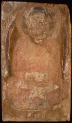 Buddha med en glorie og flammende kropp Mandorla, 6.-7. århundre.