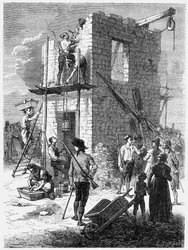 Bygge en Chappe-telegrafstasjon, c1793, c1870