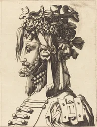 Byste av en mann i ekstravagant kostyme, 15601600.