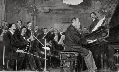 Camille Saint-Saens , fransk komponist, musiker og dirigent, 1910