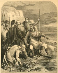 Knud som irettesetter smigeren til sine hoffmenn, c1890.