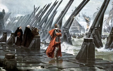 Kardinal Richelieu ved beleiringen av La Rochelle, 1628, tidlig 1900-tall