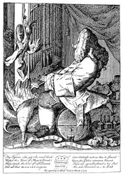 Karikatur av George Frideric Handel 1685-1759, 1754