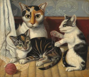 Katt og kattunger, ca. 18721883.