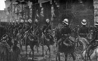 Kavaleri-demonstrasjon i det arabiske kvarteret, Kairo, c1882-85
