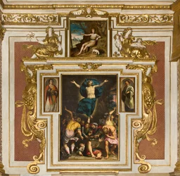 Kapell av Vår Frue av folket, andre span sørsiden, Giovan Battista Trotti kjent som Malosso, Oppstandelsen 1594, Bernardino Campi, San Giovanni nel ørkenen 1569, katedralen Santa Maria Assunta, Duomo, Cremona, Lombardia, Italia (bilde)