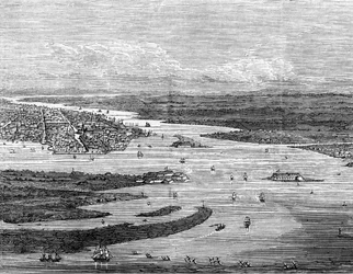 Charleston havn, South Carolina, med sunkne skip