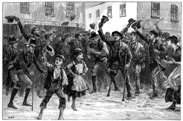 Heier på Lord Randolph Churchills navn etter å ha hørt om hans avgang, Loughrea, Irland, 1887