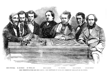 Sjakkkjendiser på det sene sjakkmøtet, 1855