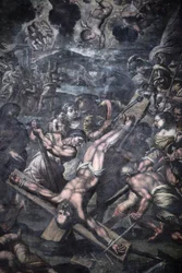 Chiesa della Grazia, Galatina, Apulia Maleri som skildrer Peters korsfestelse, Galatina, Italia