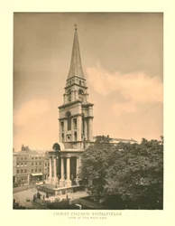 Christ Church, Spitalfields, utsikt over West End, midten av slutten av 1800-tallet.