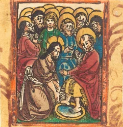 Kristus vasker apostlenes føtter, ca. 14901500.