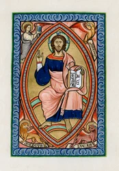 Kristus i herlighet med symbolene til de fire evangelistene, c1200