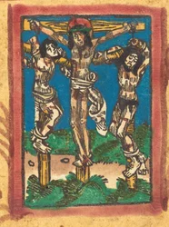 Kristus på korset mellom de to tyvene, ca. 14901500.
