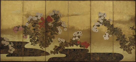 Krysantemum ved siden av en bekk, Edo-periode, 1800-tallet.
