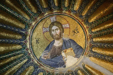 Church of St. Saviour of Chora. Takmosaikk av Kristus Pantokratoren (en gloire) Istanbul Turquie