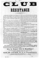 Club de la Resistance, fra franske politiske plakater fra Paris-kommunen, mai 1871