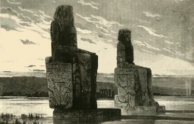 Kolossale stauer ved Theben, 1890.