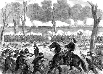 Konfødererte general Hood såret i slaget ved Chickamauga, amerikansk borgerkrig, 1863