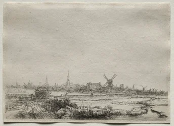 Kopi av utsikt over Amsterdam fra nordvest, 1700-tallet.