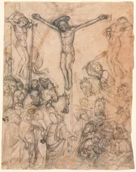 Korsfestelse med de to tyvene, andre halvdel av 1400-tallet.