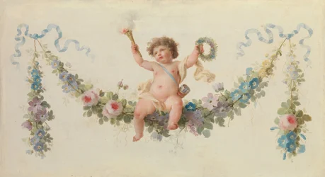 Amor sitter på en krans, 1770-90.
