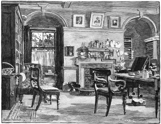 Darwins studerer ved Down House, hans hjem nær Beckenham, Kent, 1883