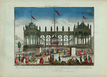 Utsmykning og illuminasjon av Bastillen til Føderasjonsfesten den 14. juli 1790.