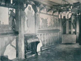 Dekorasjoner til et musikkrom av Fritz Erler, c1899