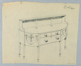 Design for skjenk med nyklassisk ornament, oktober 1900